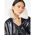 Scoop Women's Oversized Faux Leather Jacket with Faux Fur Collar, Sizes