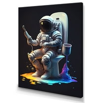 Designart Astronaut Sitting On The Toilet III Canvas Wall Art