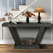 S-HOME 60 Inch Wood Entryway Bench with Two-Tier Storage Cabinet for Hallways, Living Rooms, and Behind Sofa Use, Antique Black