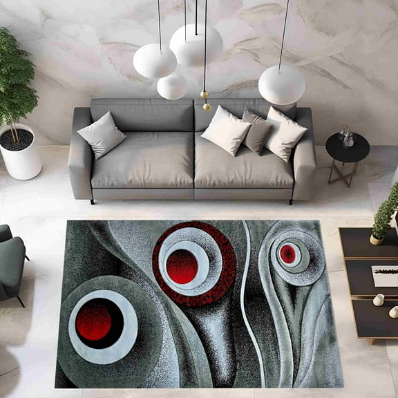 3D Hand Carved Modern Contemporary Abstract Chocolate Area Rug, 5X8 5x7