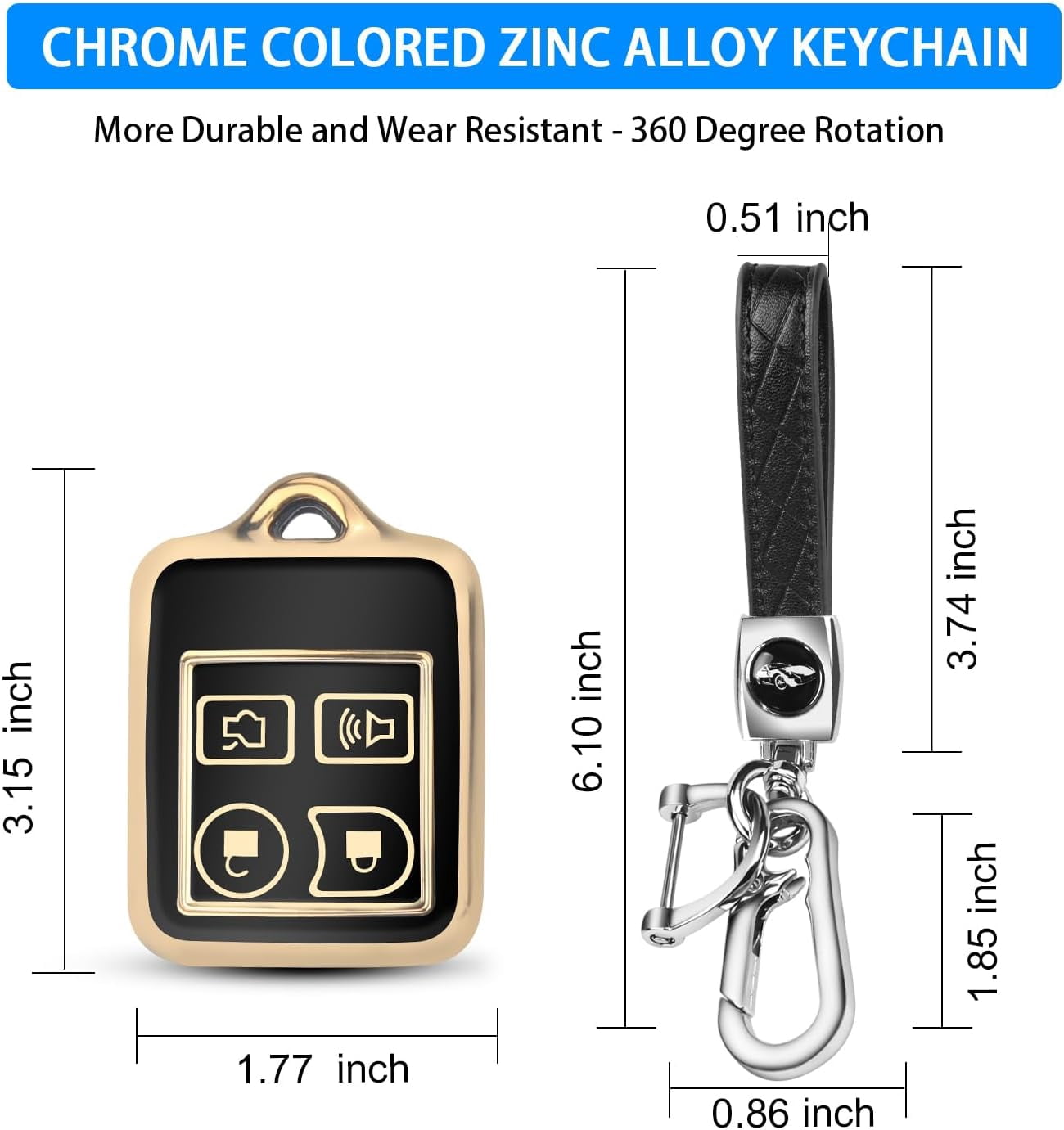 Key Fob Cover Compatible with Fit for Ford Mustang Focus Explorer Edge Taurus Lincoln Mercury Smart Car 4 Buttons Soft TPU Full Protector Keychain Case Holder Protector