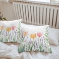 thumbnail image 7 of Waterproof Throw Pillow Covers Set of 2, 24x24 Inch Pink Yellow Spring Floral Decorative Pillowcases Outdoor Pillow Slip Cushion Covers Set for Couch Tent Watercolor Summer Botanical, 7 of 7