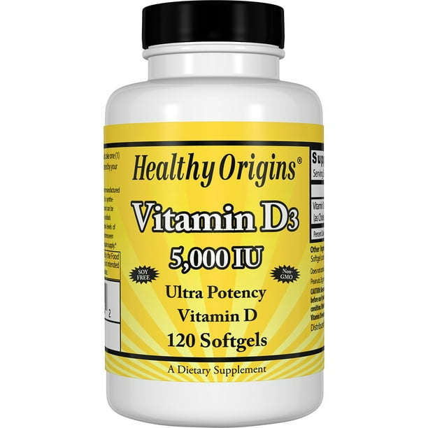 Healthy Origins Vitamin D3 5000 IU 120 Softgels