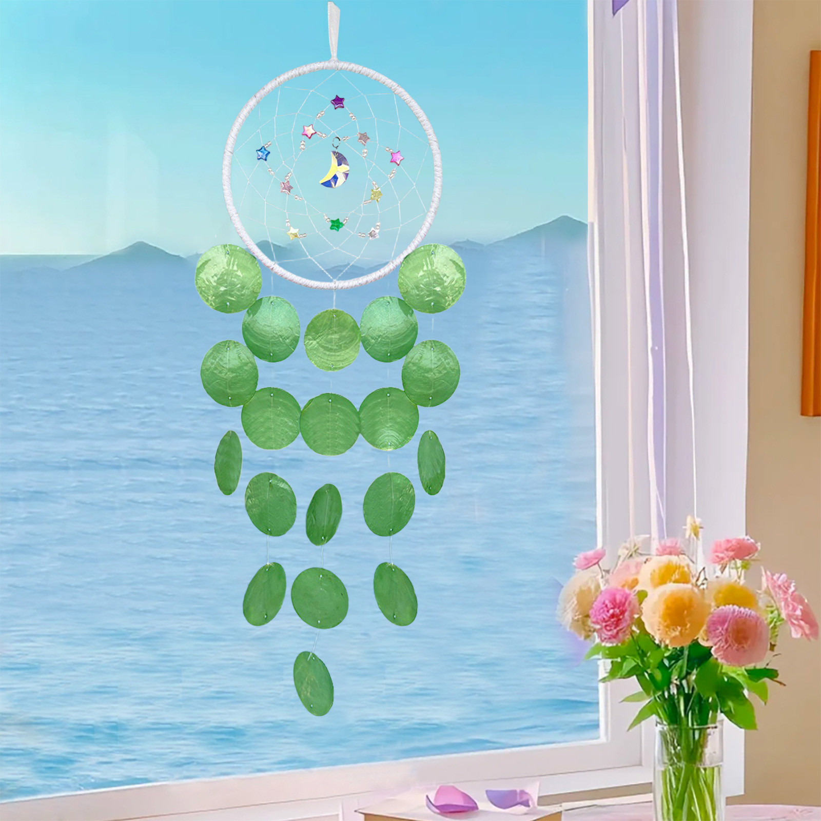 Specollect 2 Pcs Handmade Wind Chime Kit, Wooden Beads & Shells, Soothing Sound, Craft Decor for Home Garden Balcony Window, Teacher Gift, Housewarming