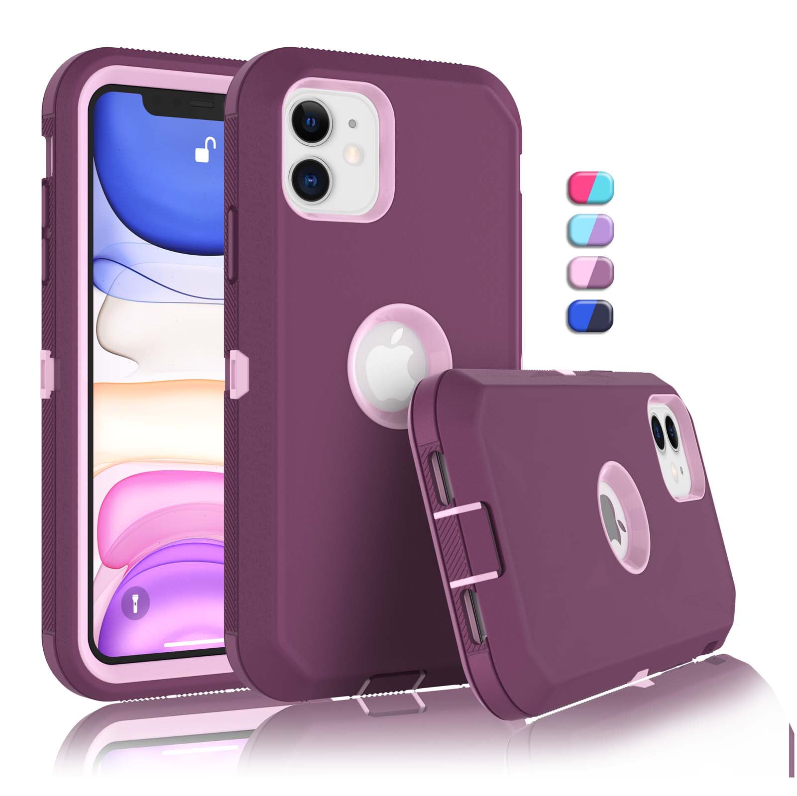 iPhone 11 Cases, Sturdy Phone Case for Apple iPhone 11 6.1", Tekcoo Full-Body Shockproof Protection Armor Hard Plastic & Shock Absorption Rubber Rugged Bumper 3-in-1 Case Cover Walmart.com