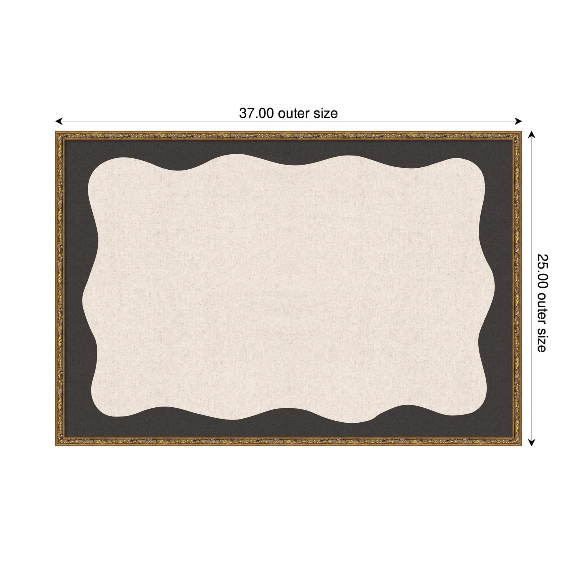 Kate and Laurel Framed Fabric Pinboard 37 x 25,  Printed Linen Decorative Bulletin Board for Use as a Vision Board or Wall Organization, Belvedere Bronze Frame