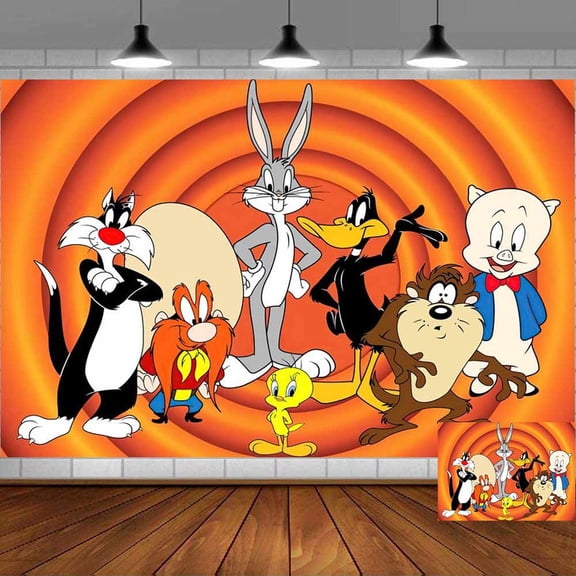 looney tunes Backdrop Banner Party Supplies Poster Movie Theme Background for Photography Kids Birthday Decorations
