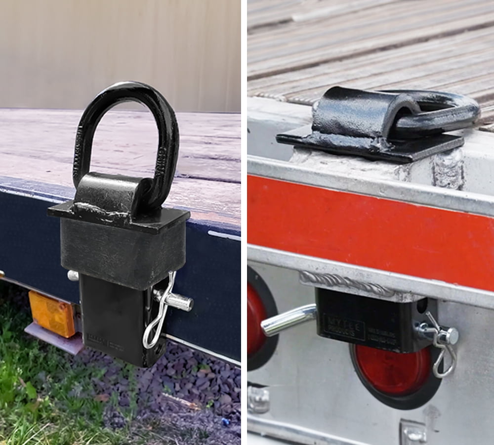 8 Pack 5/8 Inch Stake Pocket D Rings, 18000 lbs | Heavy Duty Adjustable Trailer Stake Pocket Tie Down Utility for Flatbed Trucks & Trailer w/ Hitch Pin,  4 Holes for Adjustment