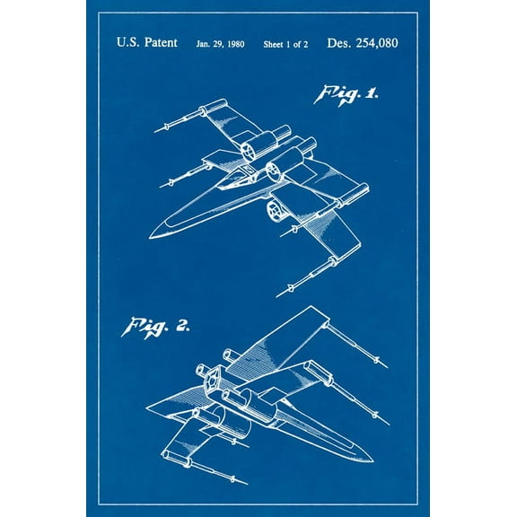 Star Wars X-Wing Fighter Blueprint Art Poster