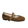 thumbnail image 2 of HXWCHs Women's Casual Low Heel On Shoes with Square toe and Retro Ankle Strap for Comfortable Everyday Walking 9.5 Brown, 2 of 8