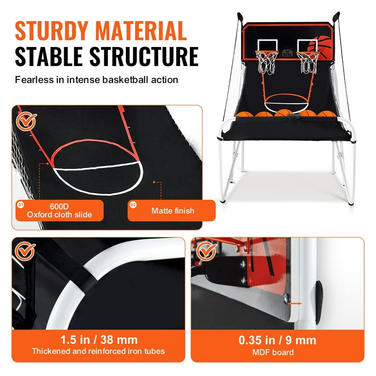 KFFKFF Foldable Basketball Arcade Game, 8-in-1 Dual LED Electronic