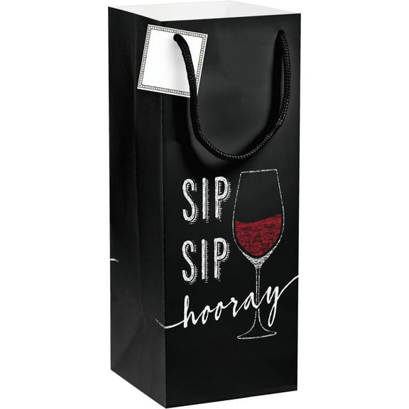 Creative Converting Sip Sip Hooray Wine Gift Bag, 1-Pack