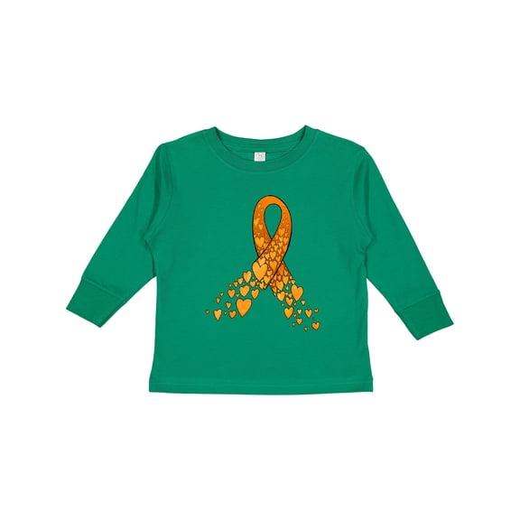 Inktastic Leukemia Awareness with Orange Ribbon Made of Hearts Boys or Girls Long Sleeve Toddler T-Shirt