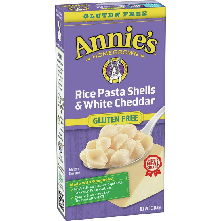 Annies Homegrown Rice Pasta Shells With White Cheddar - 6 oz box