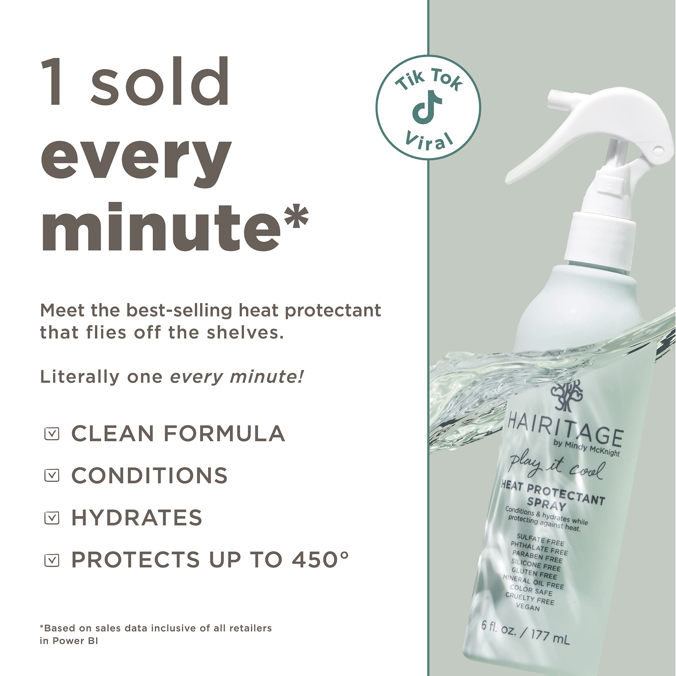 Hairitage Play It Cool Argan Oil Heat Protectant Spray for Wet Hair, 6 fl oz