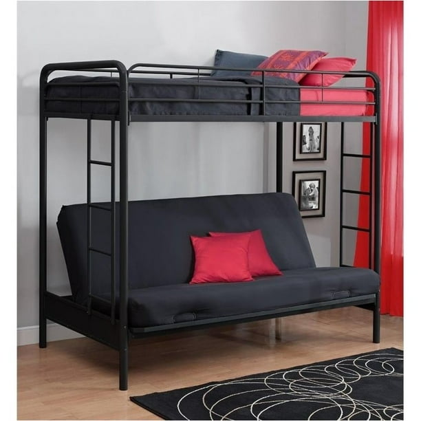 Pemberly Row Twin Over Convertible Futon Sofa Bunk Bed In Black Walmart Com Walmart Com