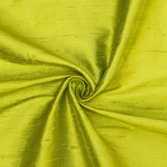 Fabric Mart Direct Chartreuse 100% Pure Silk Fabric By The Yard, 41 inches or 104 cm width, 1 Continuous Yard Green Silk Fabric, Pure Silk Dupioni Bridal Dress Upholstery Curtain Wholesale Fabric