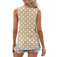 thumbnail image 4 of Charella Ladies Tank Tops Loose Fit Summer Polka Dots Keyhole Neck Sleeveless T Shirts Casual Trendy Pleated Tunic Blouses (S, Khaki), 4 of 6