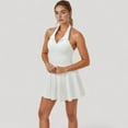 thumbnail image 2 of Women's Sleeveless Tennis Dress with Contrast Polo Collar and Flared Skirt Design - Small, White, 2 of 7