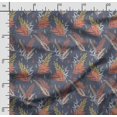 thumbnail image 2 of Soimoi Leaves Printed, Japan Crepe SatinFabric, by The Yard 54 Inch Wide, Decorative Sewing Fabric for Dresses Kimonos Gowns, Blue & Orange, 2 of 5