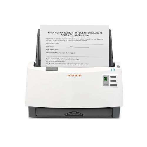 Escáner Ambir ImageScan Pro 340 de alta velocidad con alimentador automático de documentos (ADF) de 40 ppm para PC con Windows y Mac