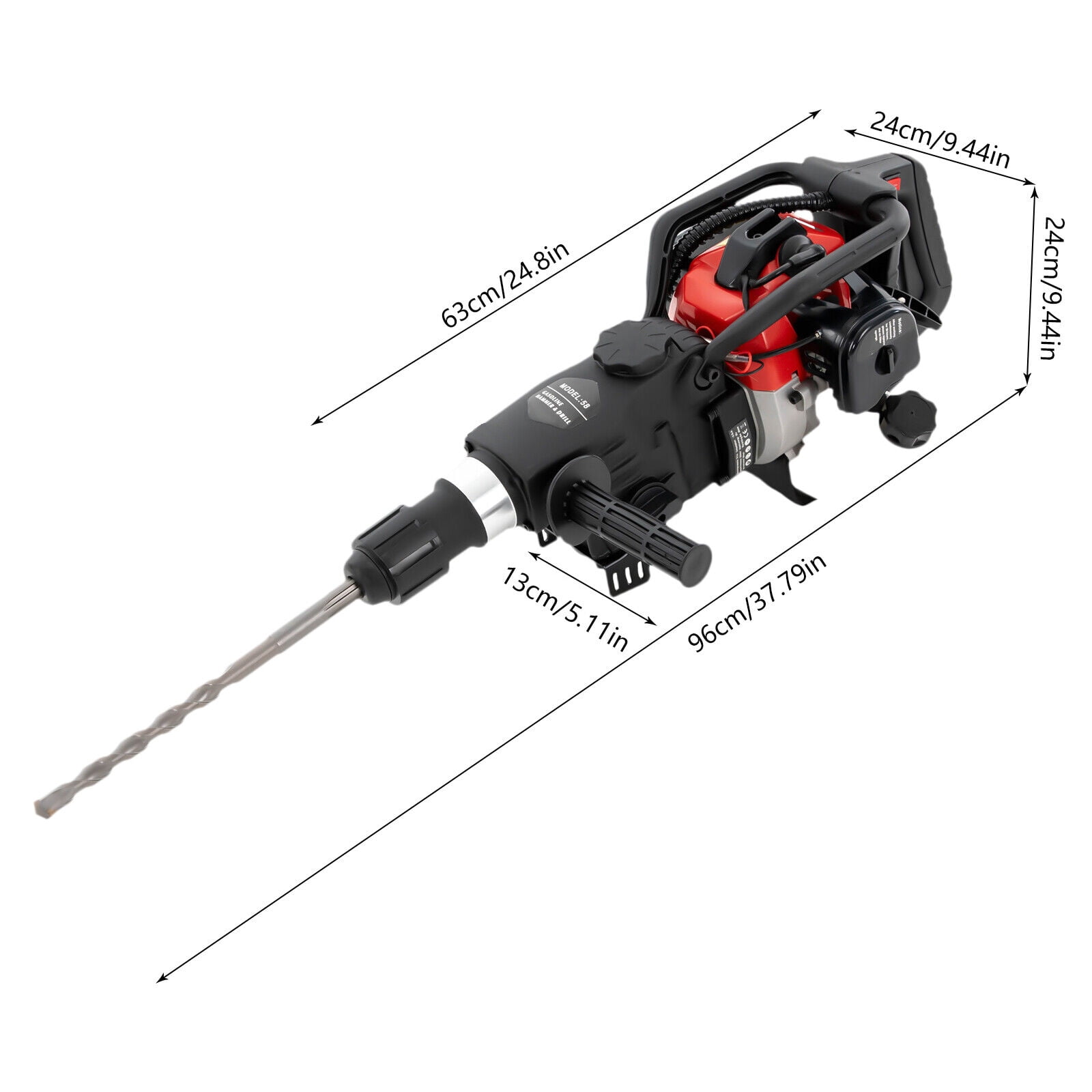 Modern Demolition Jack Hammer 5-slot Clamping Head for Ground Slotting, Rock Breaking, Wall Drilling 26.5*9.8*9.7in