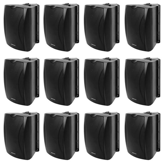 12 Rockville WET-6B 70V 6.5" IP55 Black Commercial Indoor/Outdoor Wall Speakers