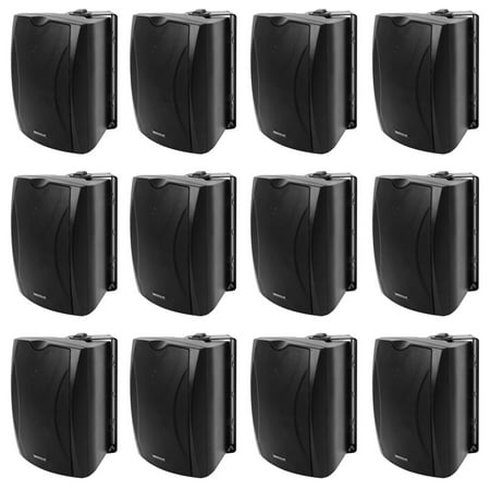 12 Rockville WET-6B 70V 6.5 IP55 Black Commercial Indoor/Outdoor Wall Speakers