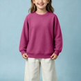 thumbnail image 7 of BLVB Boys Girls Knit Sweater Long Sleeve Crewneck Solid Color Soft Loose Pullover for Teen Kids Cozy Casual Fall Winter Jumper Top(Hot Pink,5-6 Years), 7 of 7