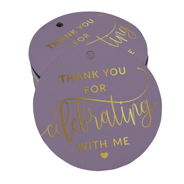 Inkdotpot Pack Of 50 Real Gold Foil Paper Tags Thank You For Celebrating With Me Birthday Favor Hang Tags