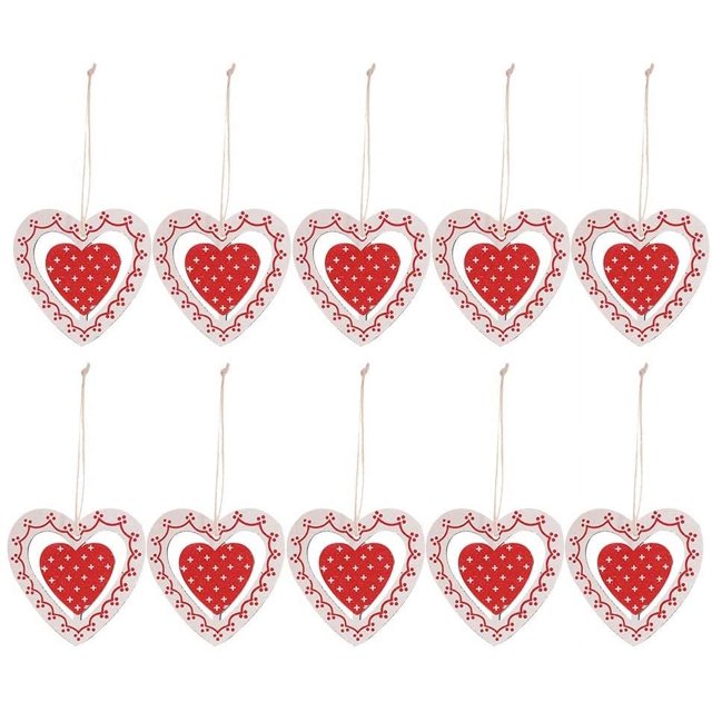Adornos navideños Colgante navideño de madera con forma de corazón Adorno colgante Decoración para el día de San Valentín Decoración para árbol de Navidad 10 piezas