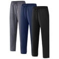 thumbnail image 3 of Kids Boys Sweatpants 3 Pack Workout Athletic Jogger Pants with Drawstring and Side Pockets Black Navy Gray 14-16Y, 3 of 8