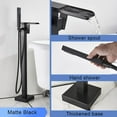 thumbnail image 5 of Matte Black Floor Mounted Bathtub Faucet Hand Shower Bathroom Free Standard, 5 of 13