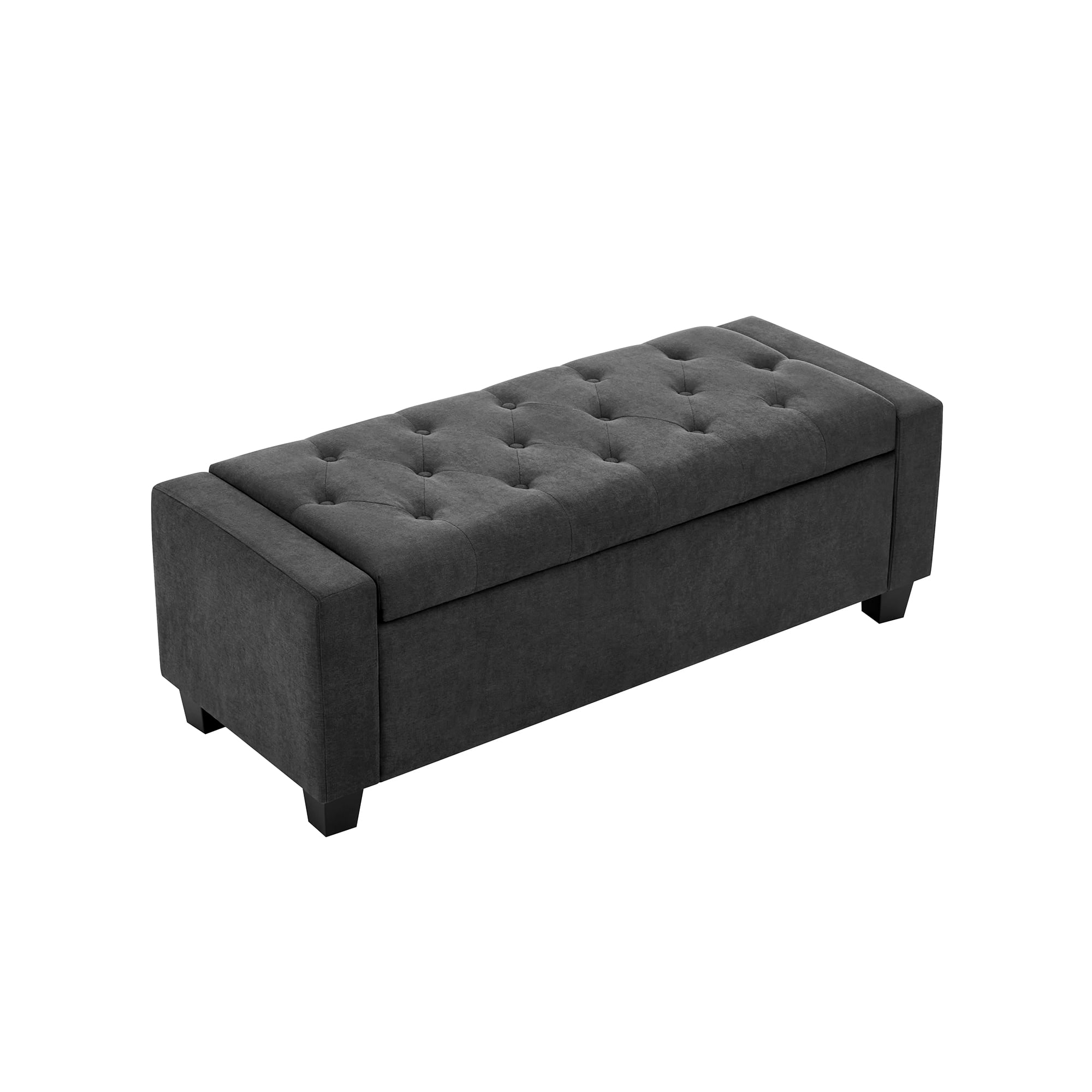 Huatean Home 48" Ottoman Storage Bench Upholstered with Safety Hinge, Dark Gray