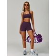 thumbnail image 5 of IBTOM CASTLE Workout Sets for Women Square Neck Halter Sports Bra High Waist Biker Shorts 2 Piece Gym Yoga Outfits S Purple, 5 of 7