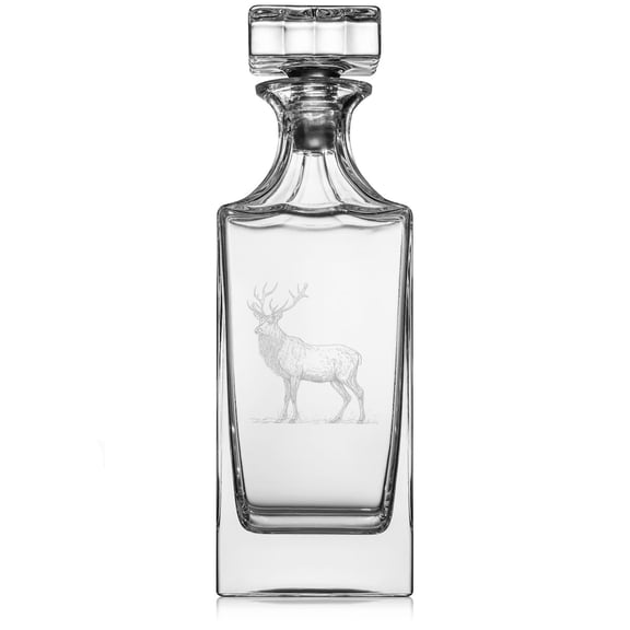 30 oz Glass Whiskey Decanter with Glass Stopper Gift Elk
