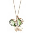 thumbnail image 4 of Galaxy Gold 14K Solid Rose Gold 14" Butterfly Necklace with 6.6 CT Natural Diamonds and Green Amethysts, 14"-24" Sizes, Symbol of Renewal, 4 of 7