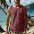 thumbnail image 2 of Yiaimeir Men's Casual Sleeveless Linen Tank Top Breathable Lightweight Summer Vest For Beach Gym And Daily Wear,Size S-3XL, 2 of 3
