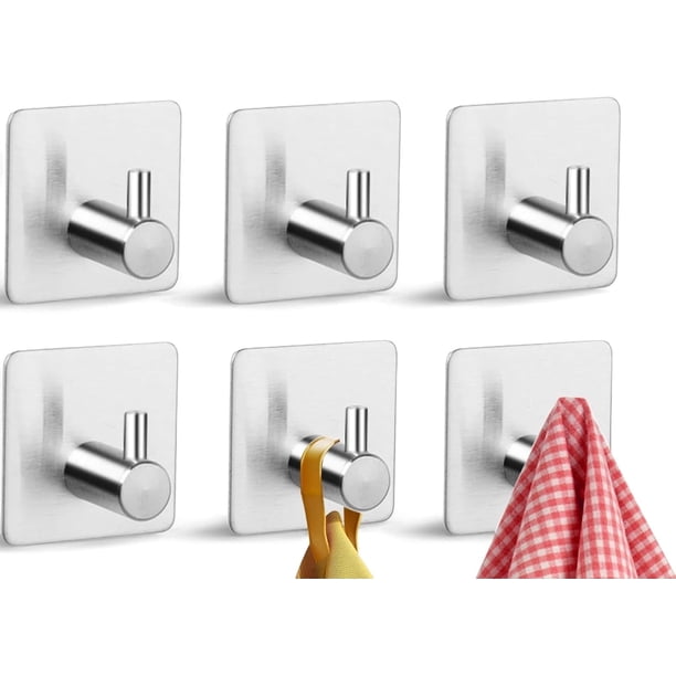 Ganchos para Pared, Toallero Adhesivo para Baño, Accesorios de Acero Inoxidable para Colgar Toallas, Llaves, Sombreros, Ropa