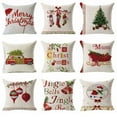 thumbnail image 4 of Yidarton Christmas Pillow Case Christmas Living Room Elk Snowman Cushion Cover Red Plaid Printing Pattern Linen Pillowcase, 4 of 7