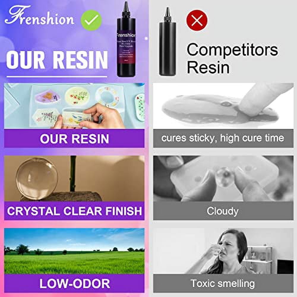 500ML Upgrade Clear Odorless Hard UV Resin,No Shrinking, Fast Curing For DIY Home Professional Casting & Coating Handcraft Jewelry Earrings Necklace Bracelet Accessories