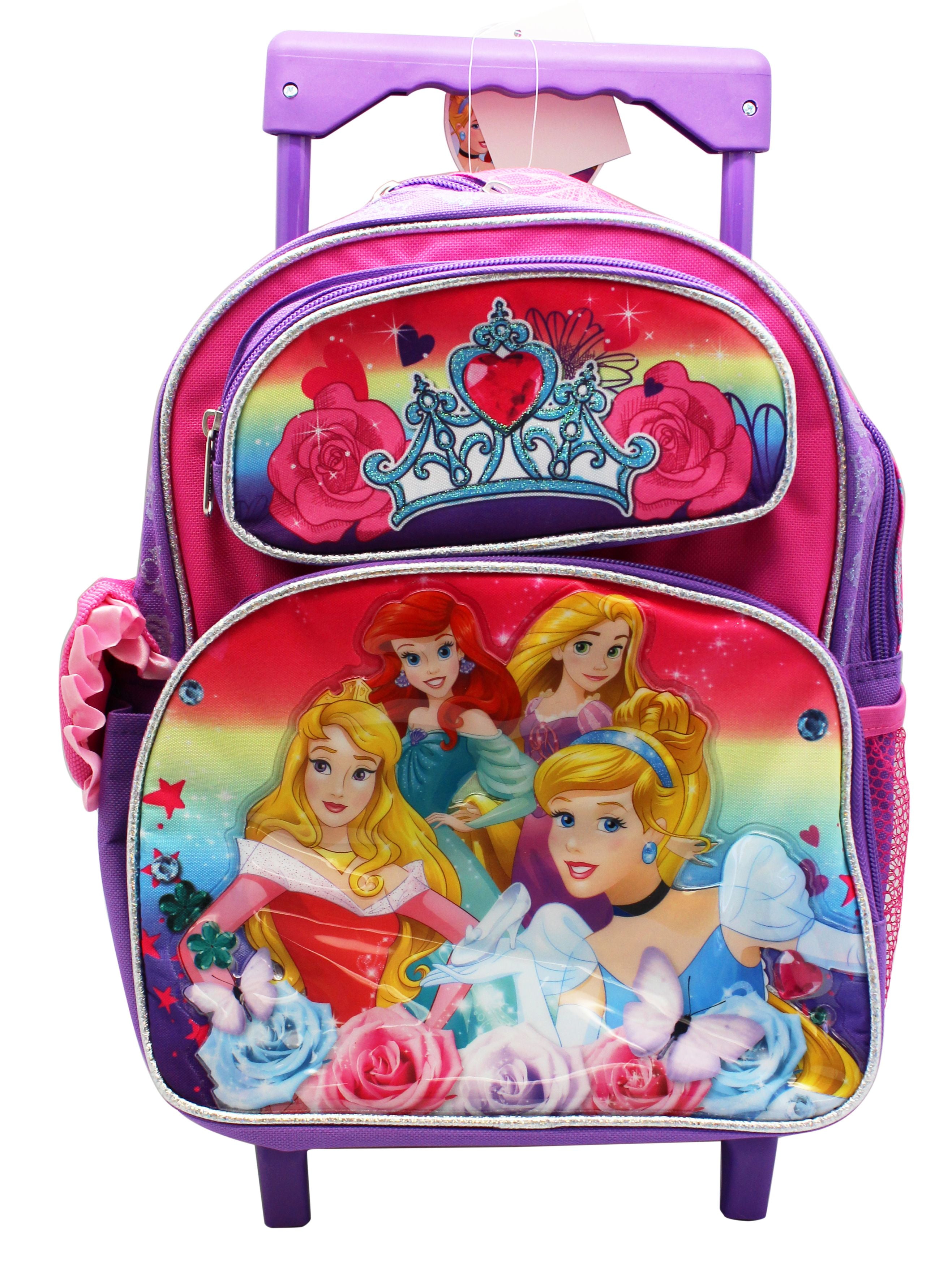 Disney Princess Vibrant Rainbow Small Size Rolling Backpack (12in