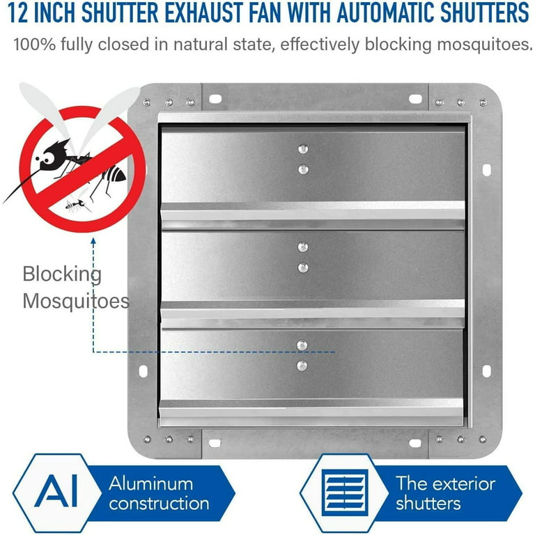 12 Inch Variable Shutter Exhaust Fan Wall Mounted with Speed Controller  1800CFM