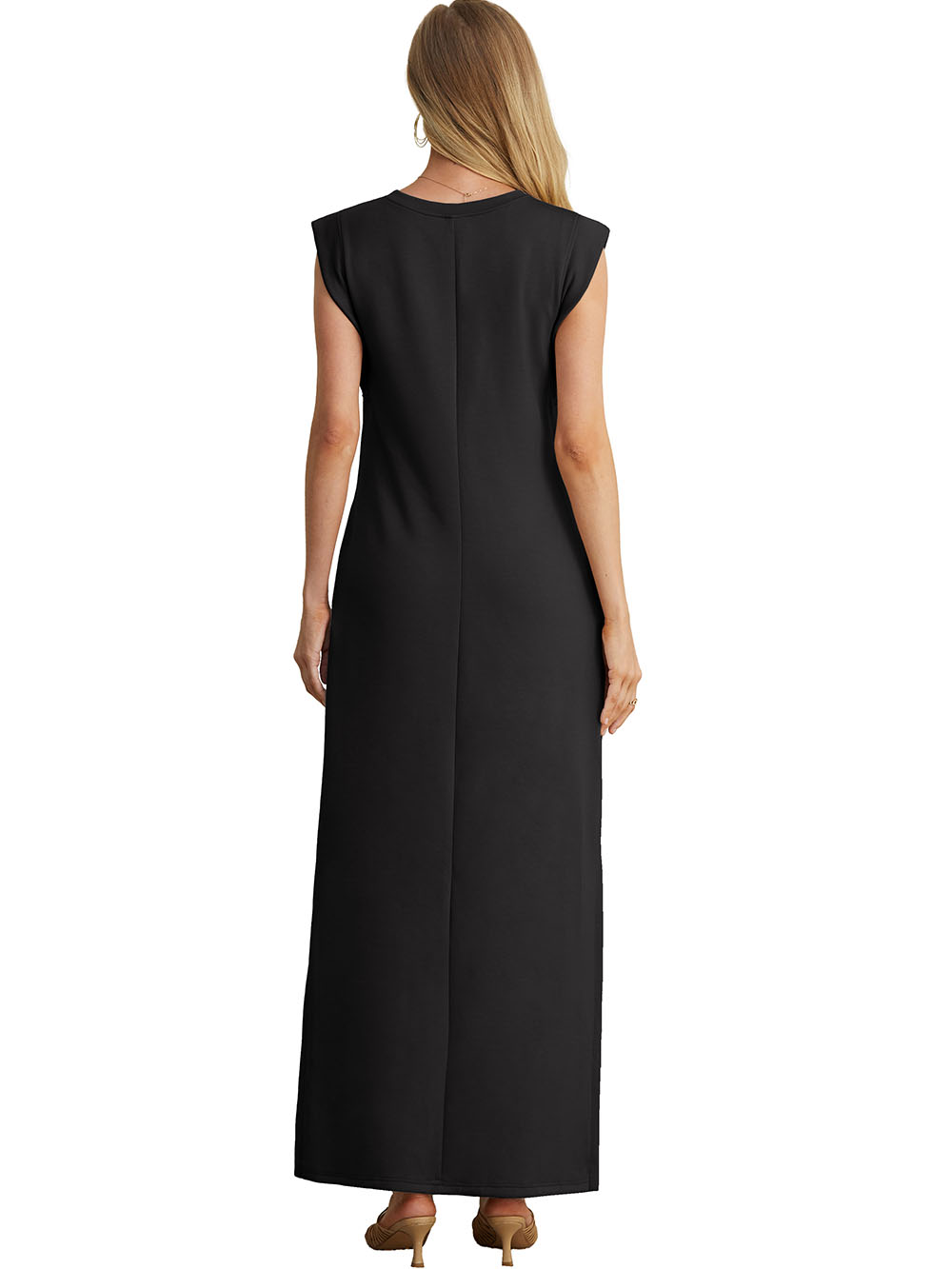 JWD Women's Summer Maxi Dress with Side Slit, Black photo 8