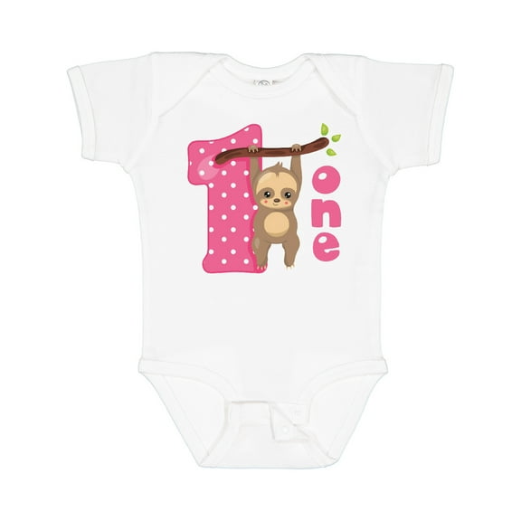 Inktastic Pink Sloth 1st Birthday Girls Baby Bodysuit