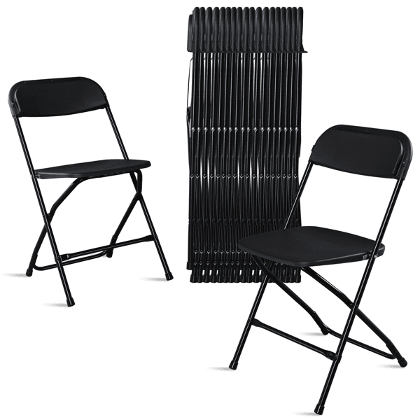 10Pcs Plastic Folding Chair for Garden, Injection Molding Classic, Black