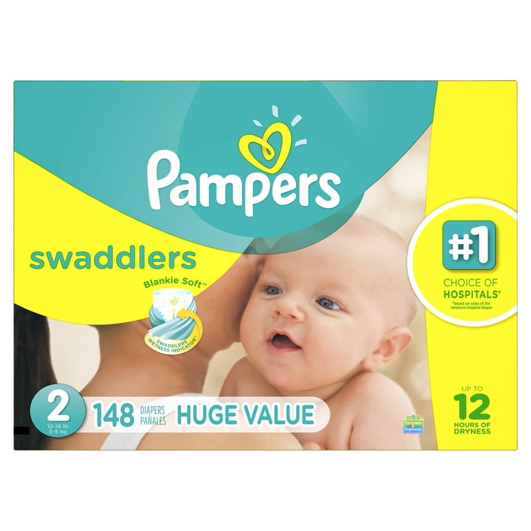 Pampers Swaddlers Soft and Absorbent Diapers, Size 2, 148 Ct 