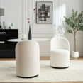 thumbnail image 2 of Upholstered Kitchen & Dining Room Barrel Chair, Mid Century Modern Round Sherpa Boucle Dining Chair, 360 Degree Swivel Comfy Armless Accent Makeup Vanity Side Chair for Bedroom Living Room (Cream), 2 of 9