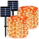 thumbnail image 2 of JMEXSUSS Paquete de 2 luces solares naranjas para exteriores, 66 pies, 200 luces LED solares de Halloween con 8 modos, cadena de luces solares naranjas para fiesta de Halloween, decoración de otoño al, 2 of 4