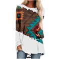 thumbnail image 1 of Blusa holgada extragrande con estampado geométrico tribal azteca estilo túnica estilo étnico para mujer, ideal para leggings, ahorros de Lilgiuy, 1 of 4